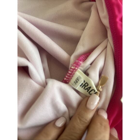 Girls One Piece Swimsuit with Skirt One Shoulder Ruffle Bathing Suit Size 14 - Picture 7 of 14